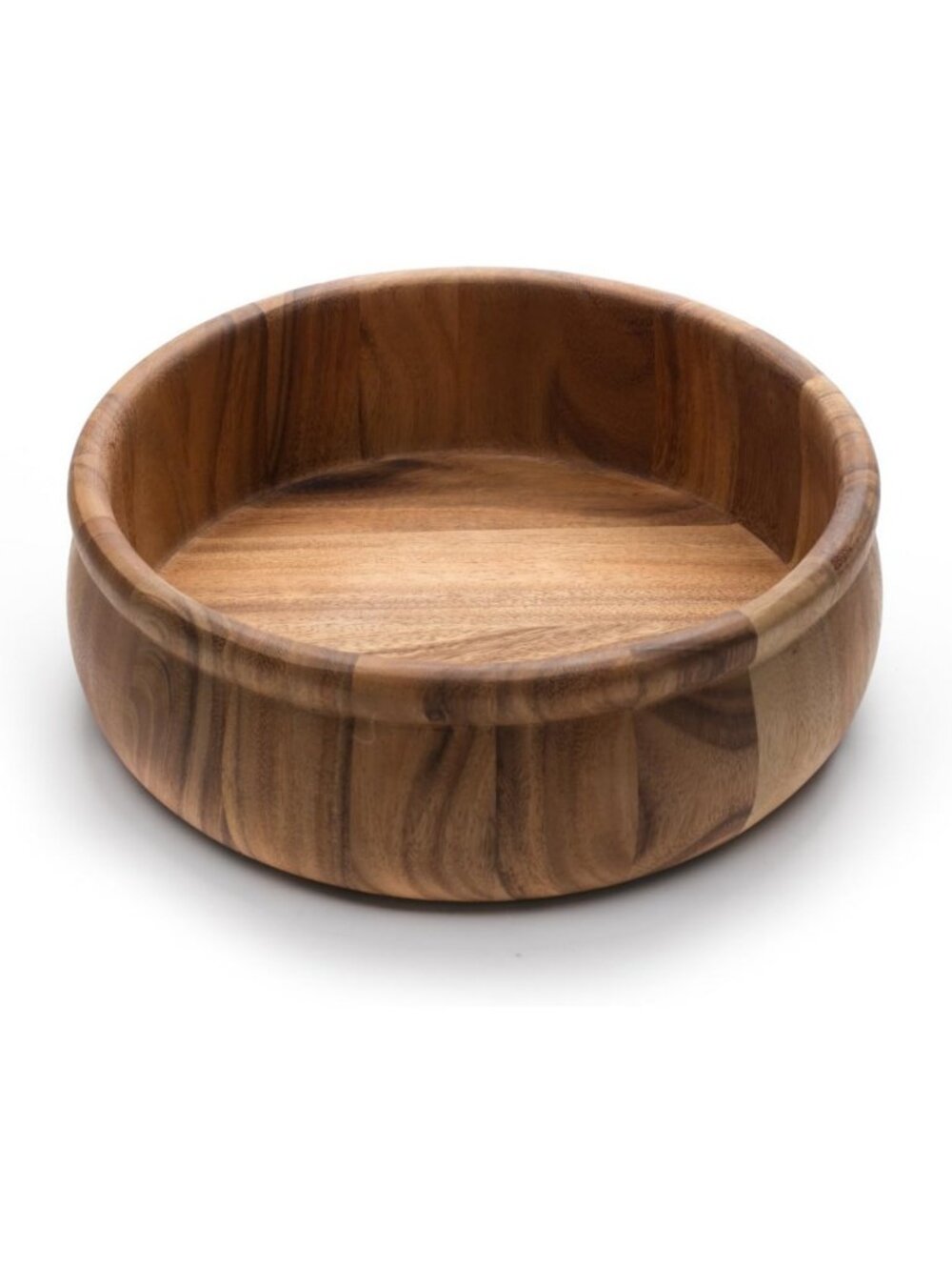 12" Acacia Wood Salad Bowl with Bead Rim - Elegant Petaluma Design for Serving